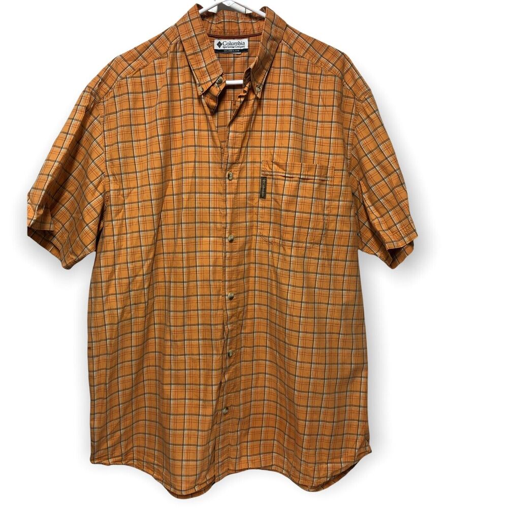 Columbia Plaid Print Mens Short Sleeve Button‎ Up Shirt - Large